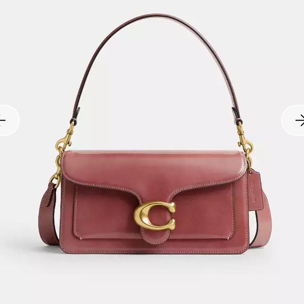 Coach Tabby Shoulder Bag 26 in Brass/Peony with heart charm